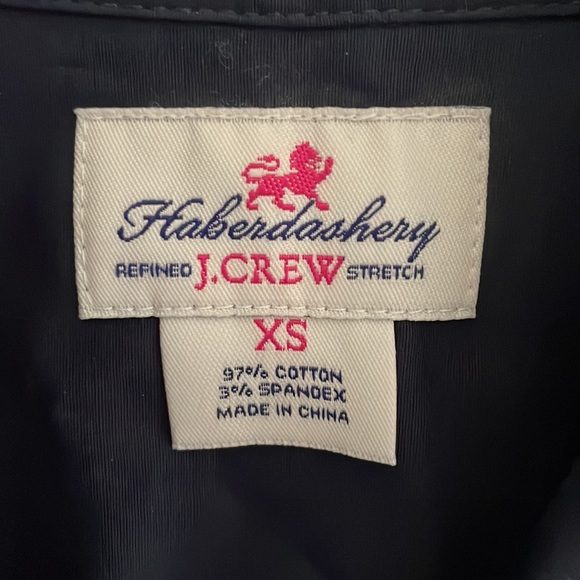 NWT JCrew Haberdashery Navy Button Down Shirt with 3/4 Length Sleeves - Picture 4 of 6